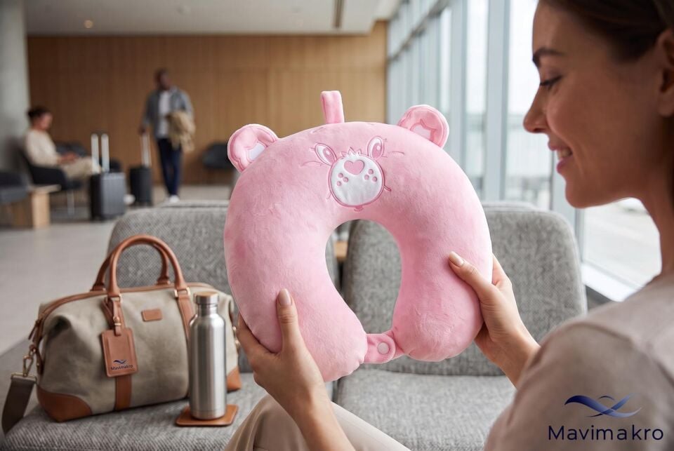Sevimli Ayı Seyahat Boyun Yastığı PEMBE