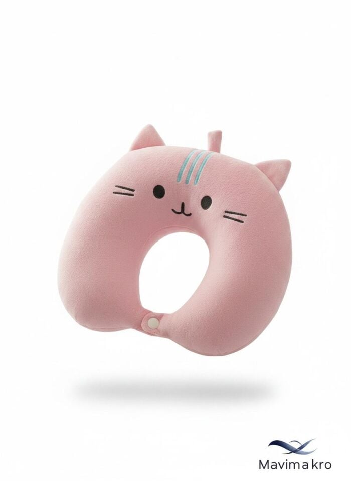Sevimli Kedi Seyahat Boyun Yastığı PEMBE