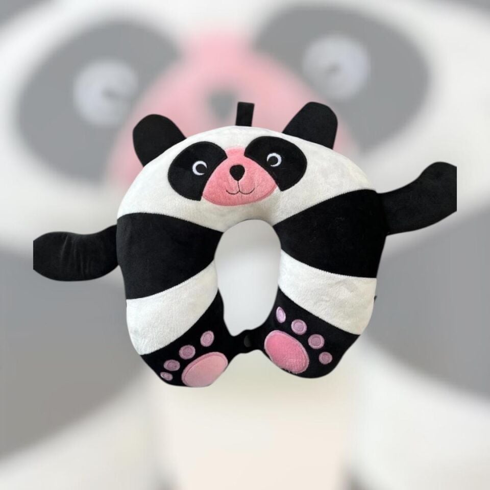 Panda Hayvan Figürlü ve Nakışlı Seyahat Boyun Yastığı
