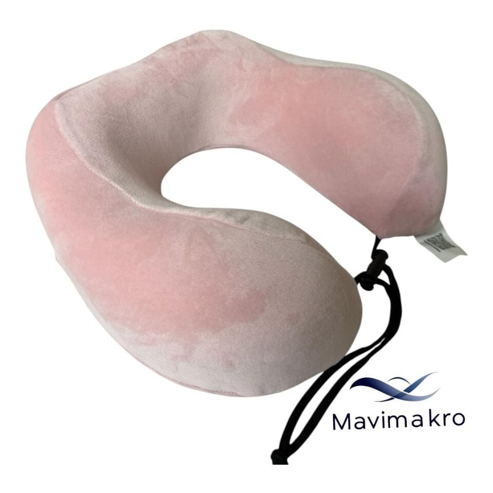 Yıkanabilir Kılıflı Hafızalı Uyku Visco Seyahat Ve Yolculuk Yastığı PEMBE